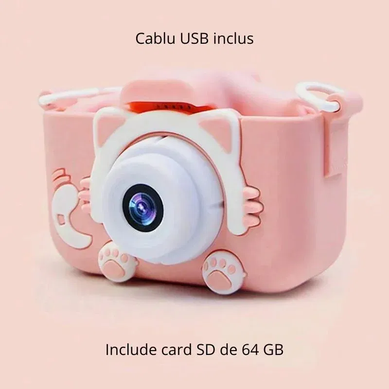 Camera foto pentru copii Smart Fun Roz, 96 MP, Ecran 2.0 inch, 64 GB SD, 1080P HD [2]