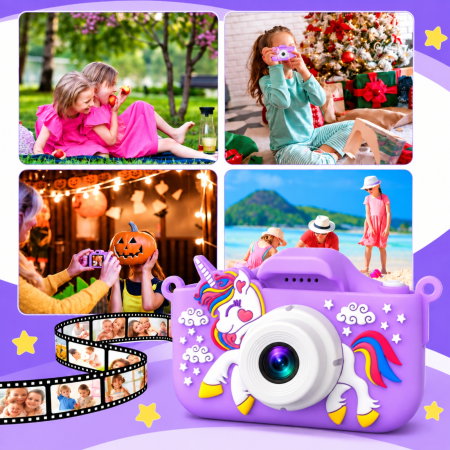 Camera foto pentru copii Smart Fun Unicorn, 96 MP, Ecran 2.0 inch, 64 GB SD, 1080P HD [9]
