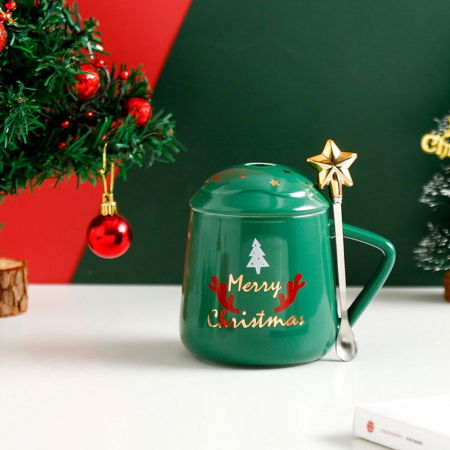 Cana cadou cu lingurita, Merry Christmas, 450 ml [1]