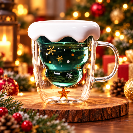 Cadouri Pentru Secret Santa - Cana cadou de Craciun cu pereti dubli si capac - Oh-Brad-frumos