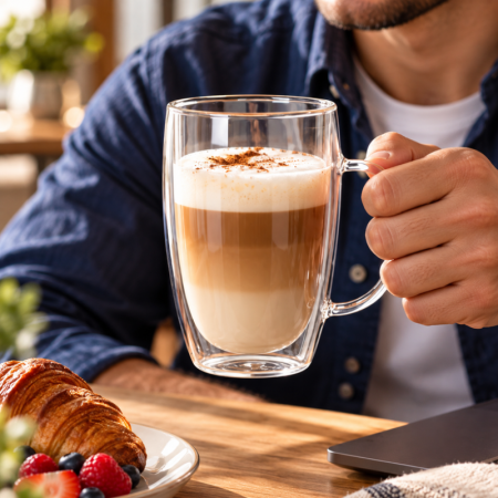 Cadouri Craciun Pentru Femei - Cana Cafea cu Pereti Dubli 450 ml