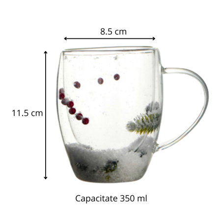 Cana cafea de Craciun din sticla transparenta [6]