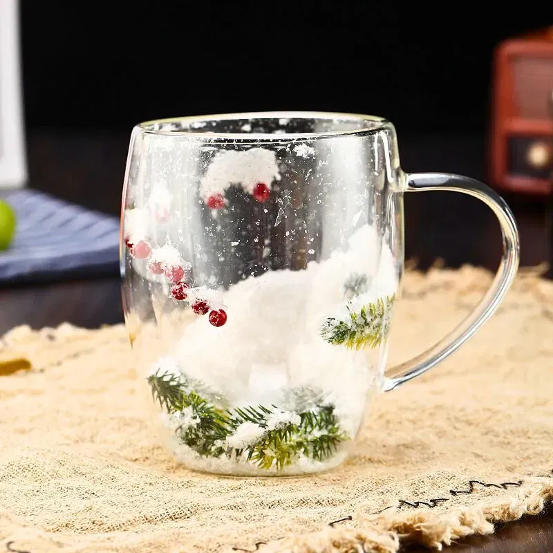 Cana cafea de Craciun din sticla transparenta [3]