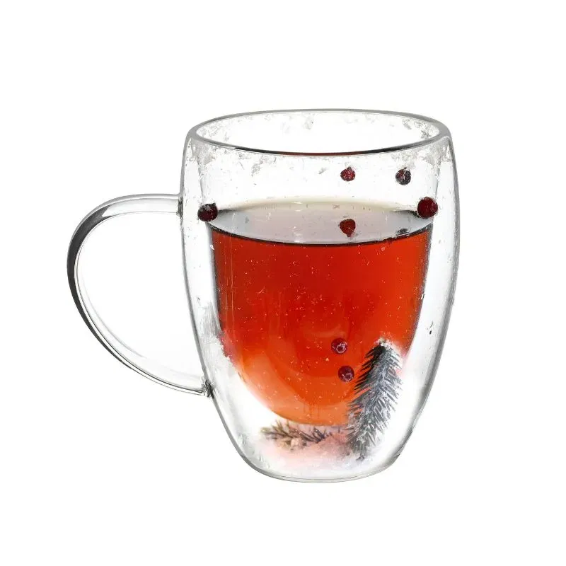 Cana cafea de Craciun din sticla transparenta [5]