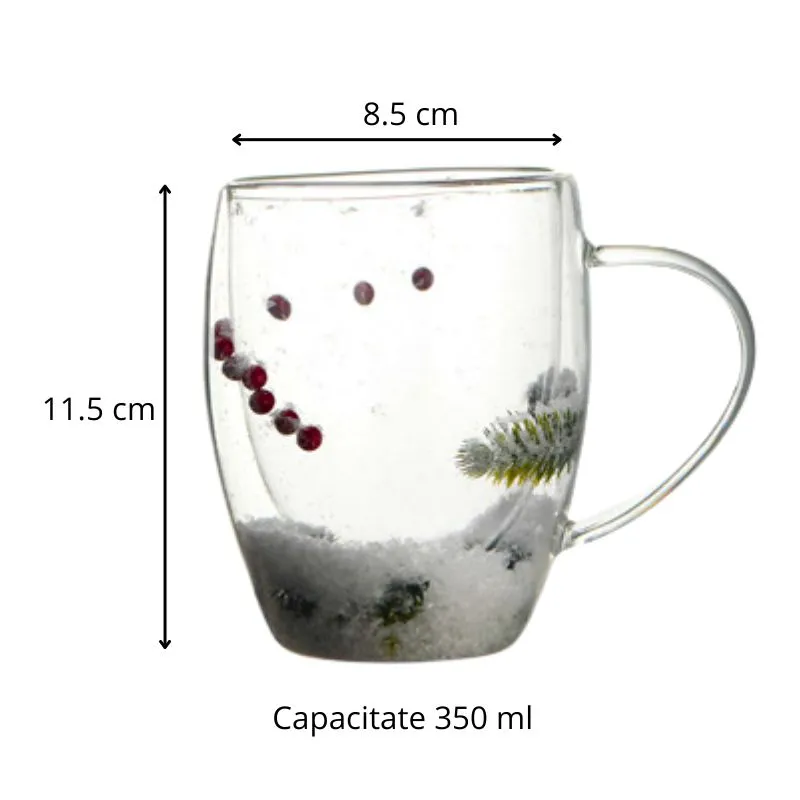 Cana cafea de Craciun din sticla transparenta [6]