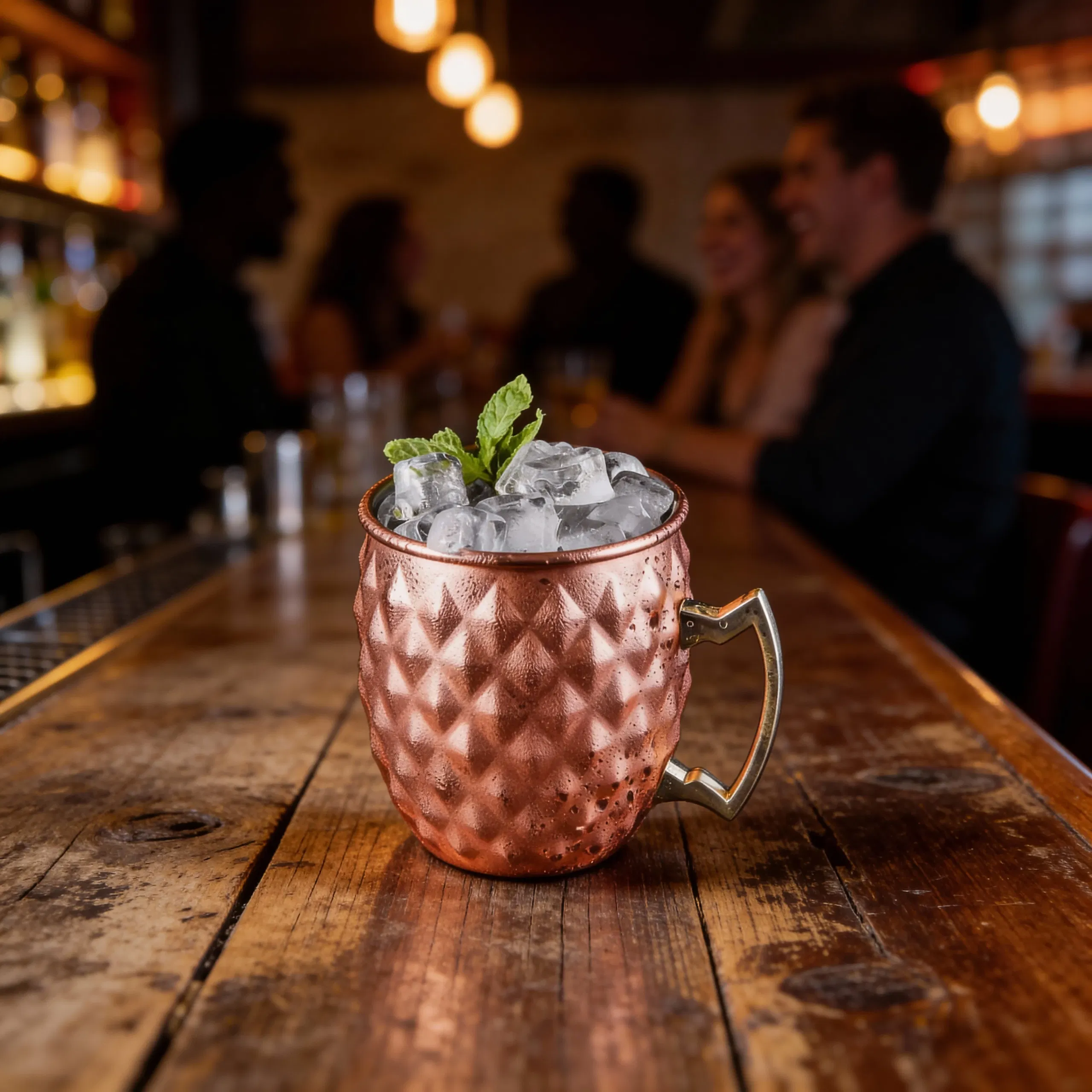 Cană Moscow Mule din cupru texturat – pahar cocktail premium cu mâner [1]
