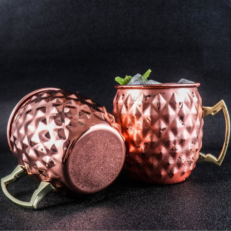 Cana Moscow Mule din cupru texturat, pahar cocktail premium cu maner [6]