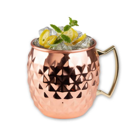 Cana Moscow Mule din cupru texturat, pahar cocktail premium cu maner [7]
