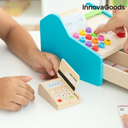 Casa de marcat de jucarie, din lemn, cu accesorii [4]