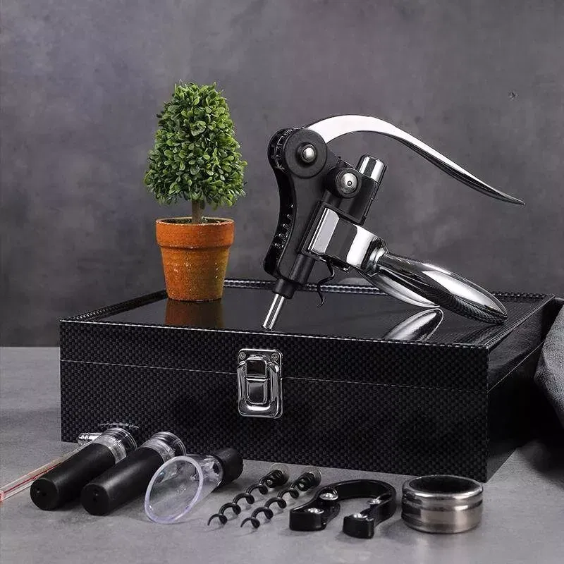 Caseta cu accesorii de vin Premium Silver Classic Design 9 piese [1]