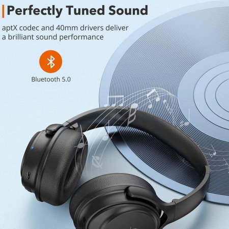 Casti audio TaoTronics cu bas puternic si true wireless, Bluetooth 5.0, Active Noise canceling [2]