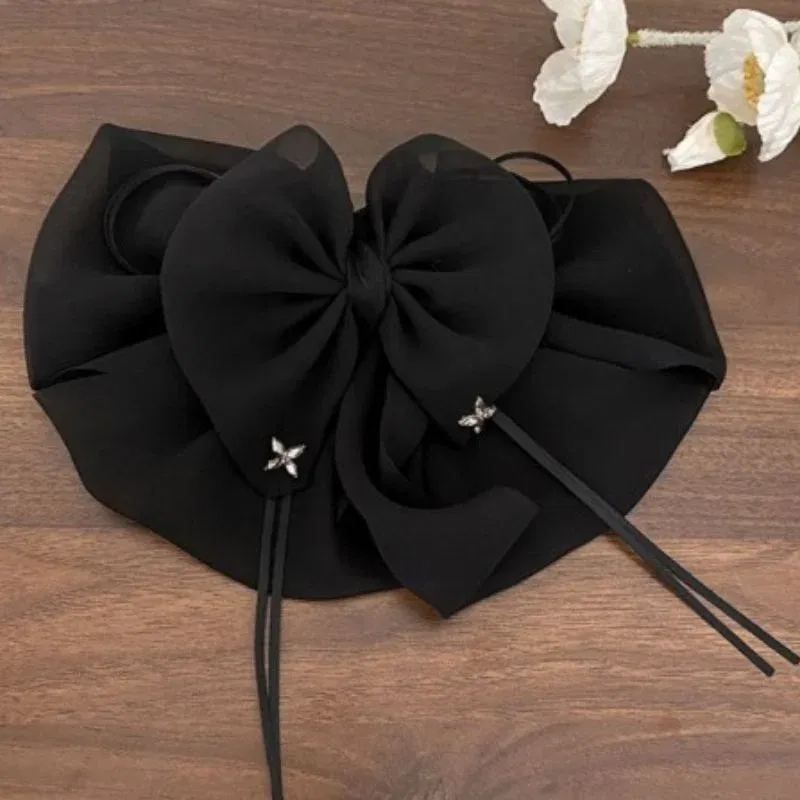 Clama de Par Eleganta cu Funda Voluminoasa Neagra [1]