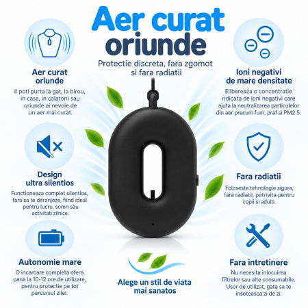 Colier Purificator Aer Fresh air Negru [2]
