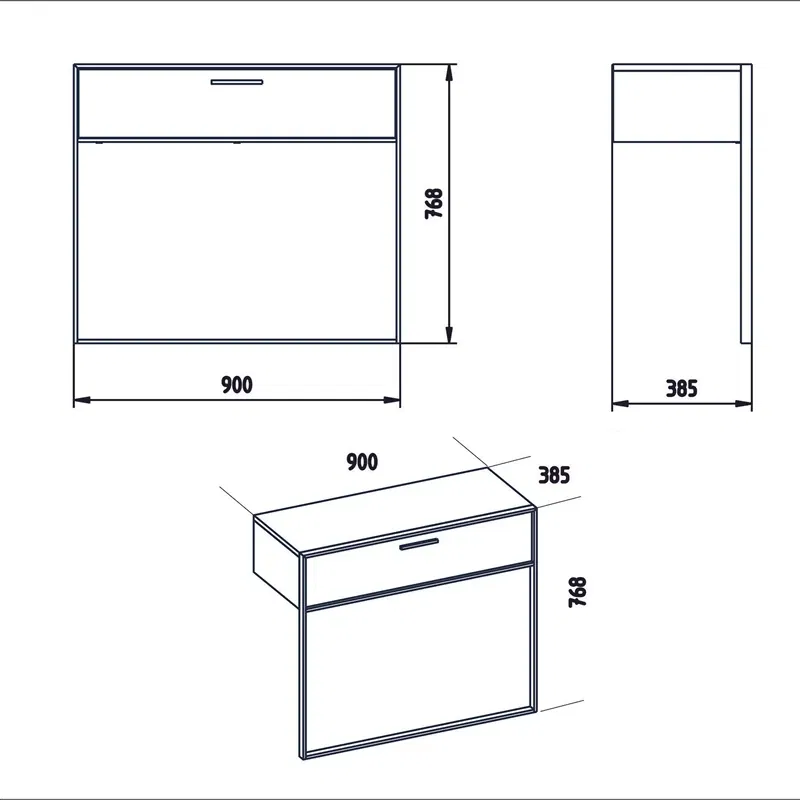 Comoda alba si aurie cu spatii de depozitare, 90x76,8 cm [2]