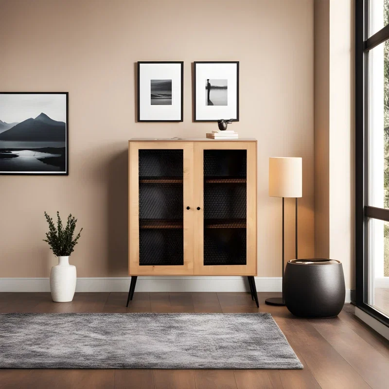 Cele mai noi - Comoda Daisy stejar negru, usa MDF, rafturi, 90x110 cm