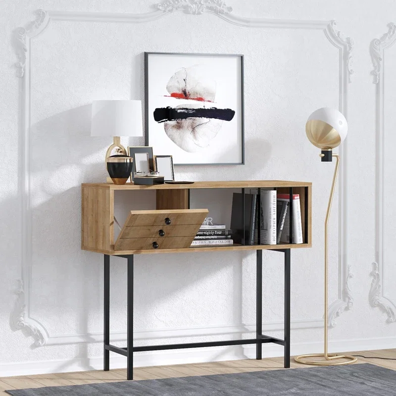 Comoda Paco, stejar negru, 100 cm, picioare metalice, design industrial [0]
