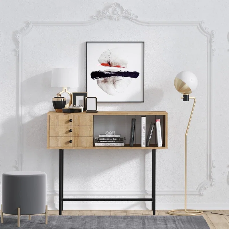 Comoda Paco, stejar negru, 100 cm, picioare metalice, design industrial [1]