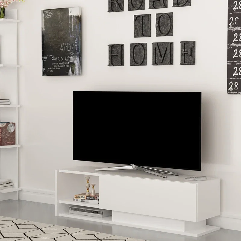 Comoda TV alba moderna cu spatiu de depozitare Damla 120 cm [4]