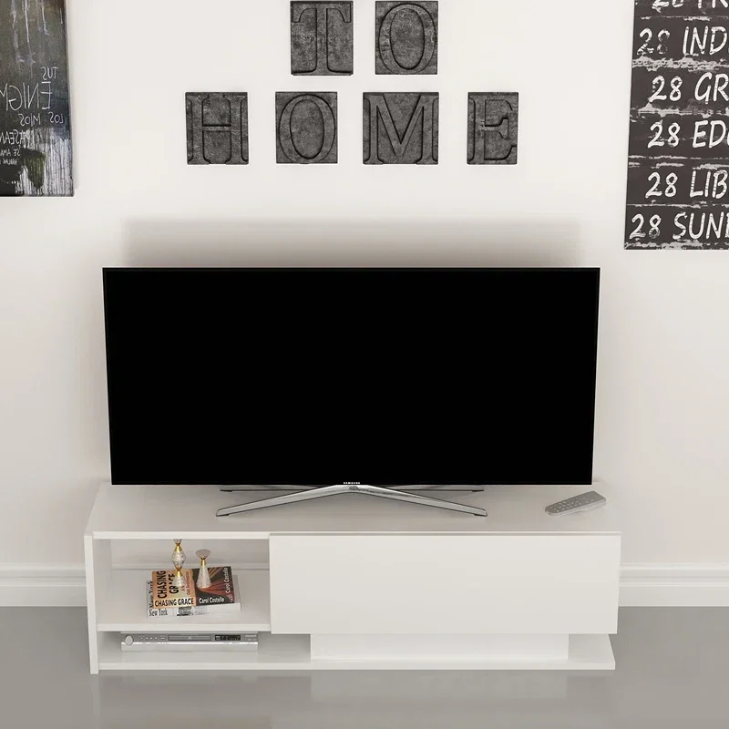 Comoda TV alba moderna cu spatiu de depozitare Damla 120 cm [0]