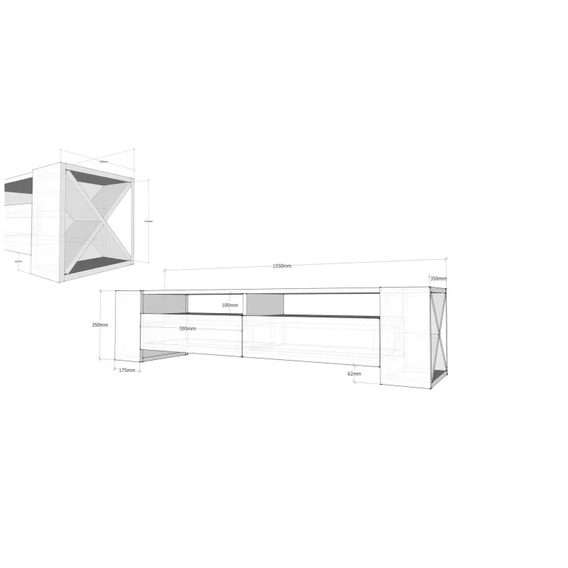 Comoda TV alba nuc cu design elegant Sossurko 155 cm [3]