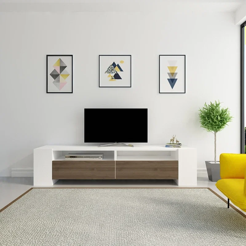 Cele mai noi - Comoda TV alba nuc cu design elegant Sossurko 155 cm