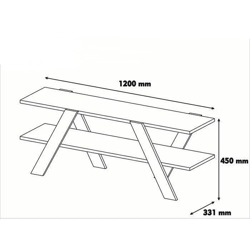 Comoda TV alba si nuc, aspect modern 120x45 cm [2]