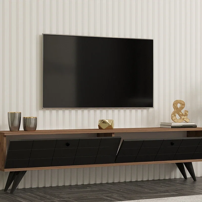 Comoda TV Alberi, design elegant, stejar atlantic si antracit, cu usa din lemn masiv, 160 cm [1]