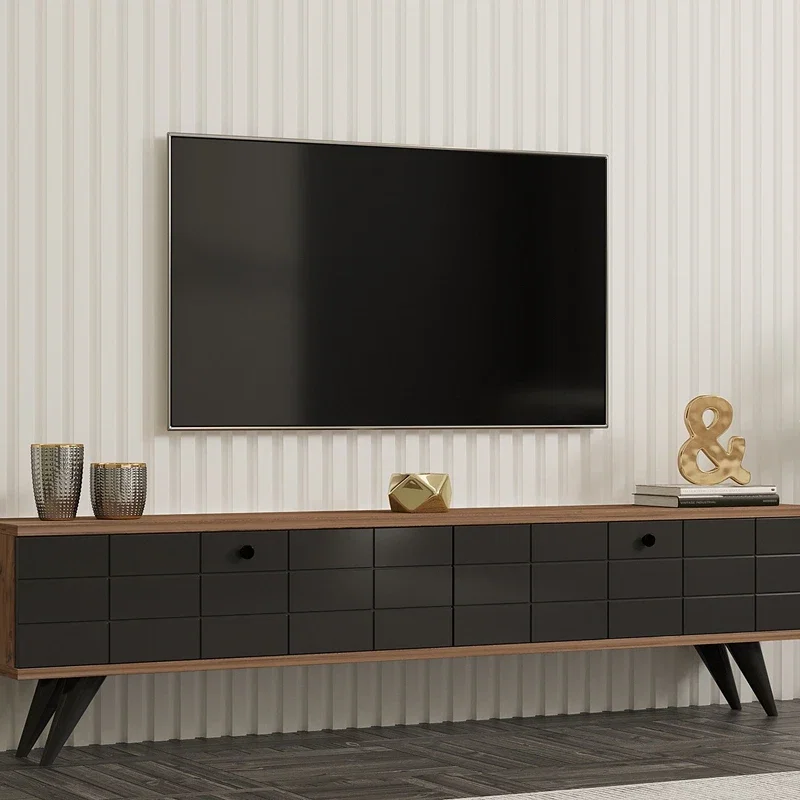 Comoda TV Alberi, design elegant, stejar atlantic si antracit, cu usa din lemn masiv, 160 cm [0]