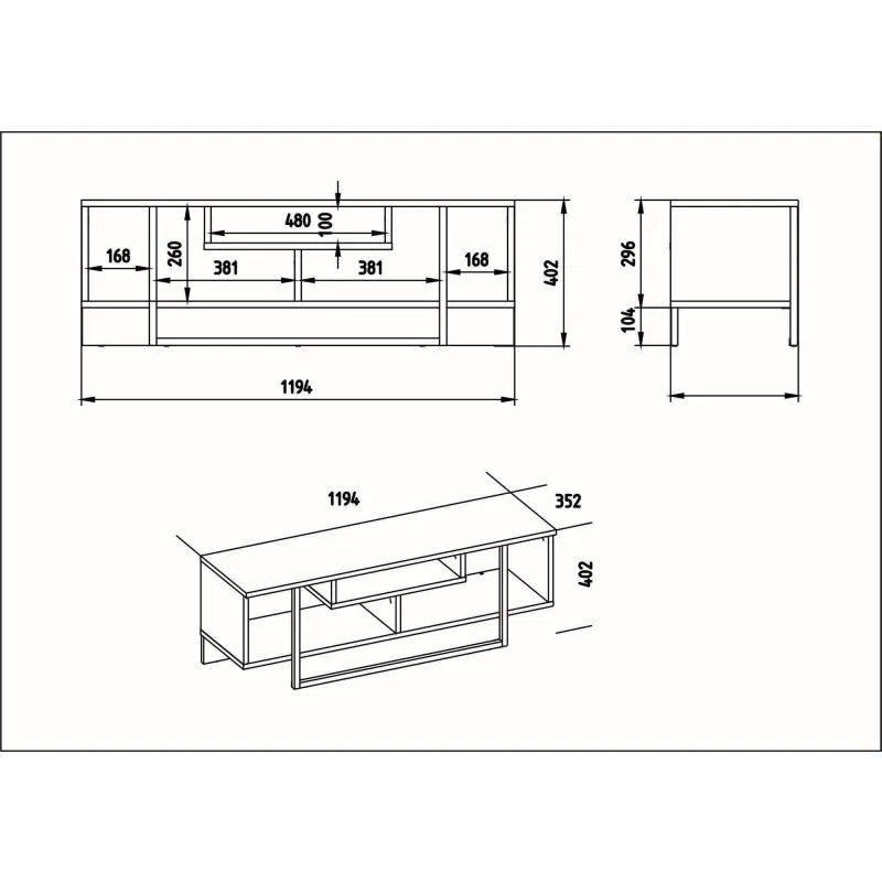 Comoda TV Asal cu structura metalica si spatiu de depozitare 119 4x40 2 cm [2]