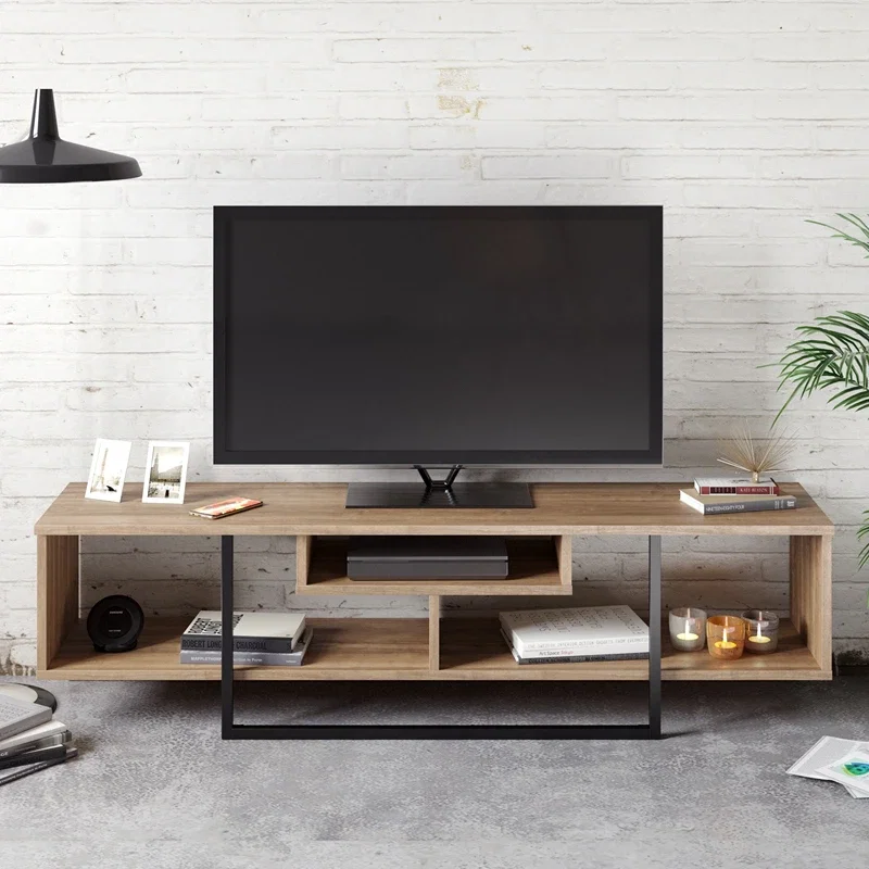 Comoda TV Asal nuc, moderna cu rafturi si picioare metalice 149 4x40 2 cm [0]