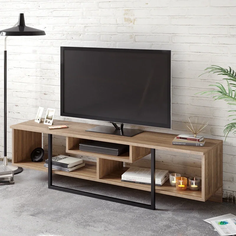 Comoda TV Asal nuc, moderna cu rafturi si picioare metalice 149 4x40 2 cm [3]