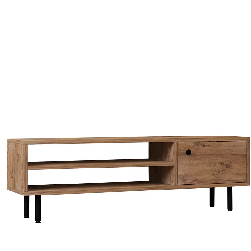 Comoda TV Avila, design modern, stejar atlantic, rafturi multiple si fixare pe perete, 120 cm [3]