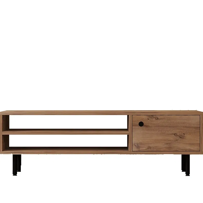 Comoda TV Avila, design modern, stejar atlantic, rafturi multiple si fixare pe perete, 120 cm [2]