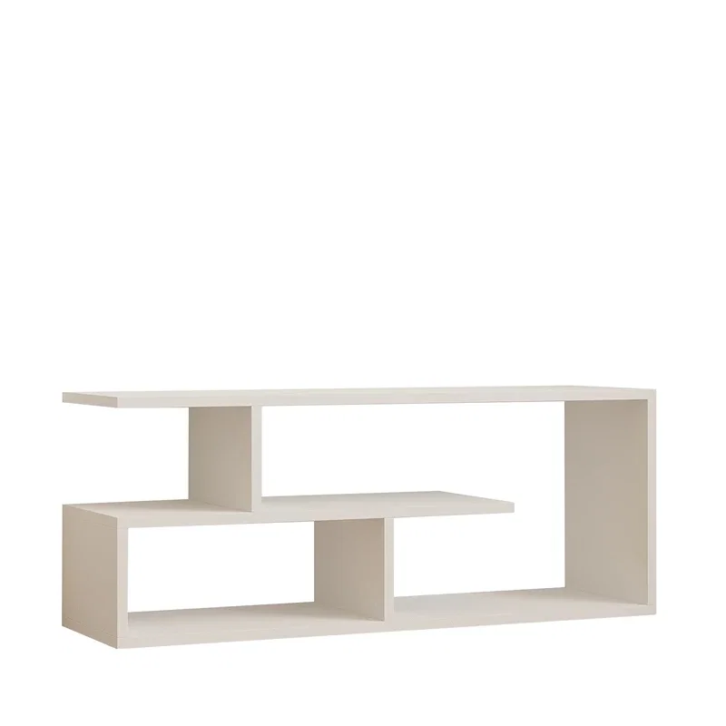 Comoda TV Cafu, alb, design modern, rafturi deschise, 100 cm [3]