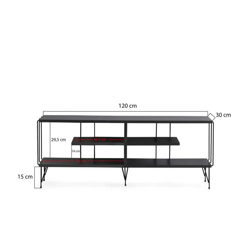 Comoda TV Eze antracit, cu structura stabila si picioare metalice [3]
