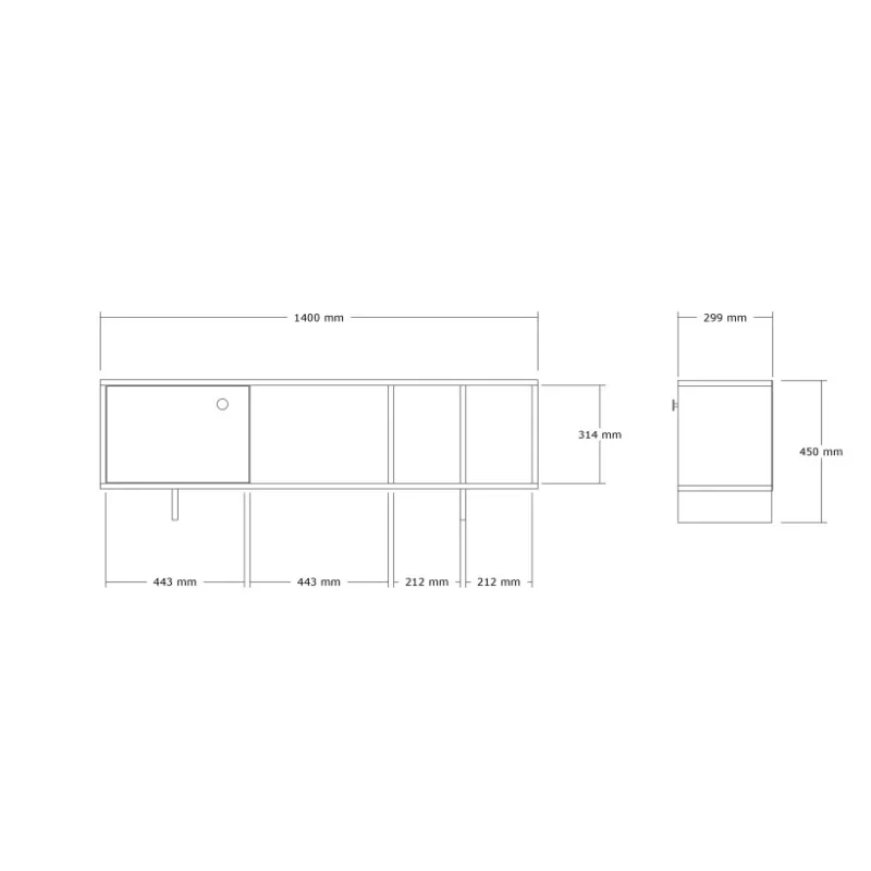 Comoda TV Folsom, stil contemporan, stejar atlantic, cu spatii de depozitare multiple, 140 cm [3]