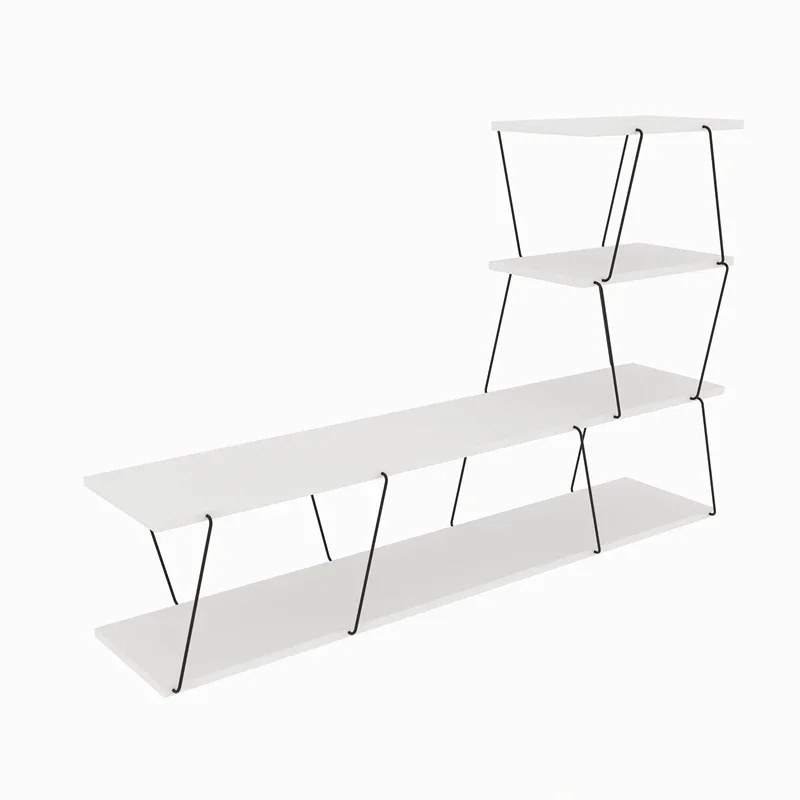 Comoda TV Ilgaz Alba cu rafturi multiple si fixare pe perete [2]