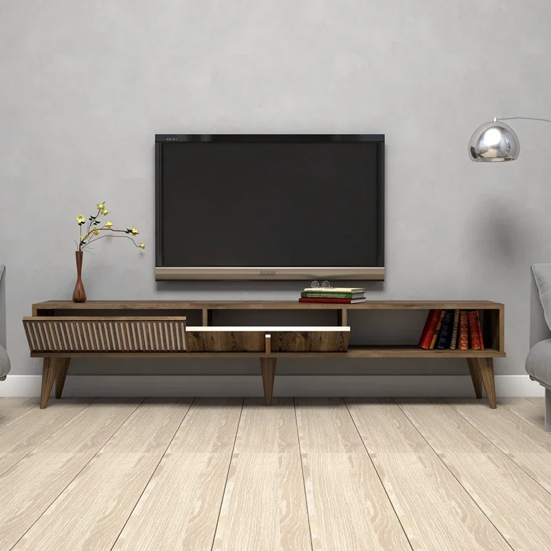 Comoda TV Milan, stil modern, finisaj nuc, rafturi deschise, 180 cm [0]