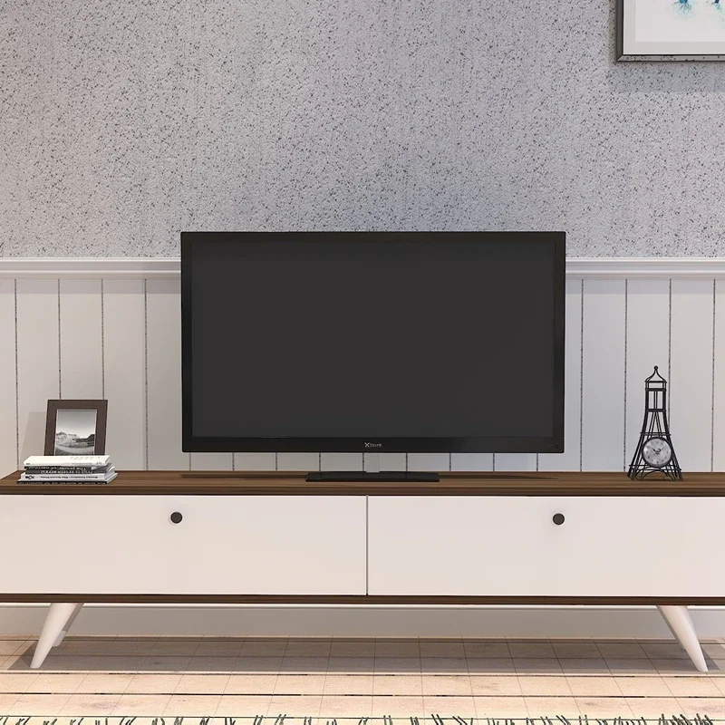 Comoda TV Paris, alb si nuc, design elegant, picioare inalte, 160 cm [2]