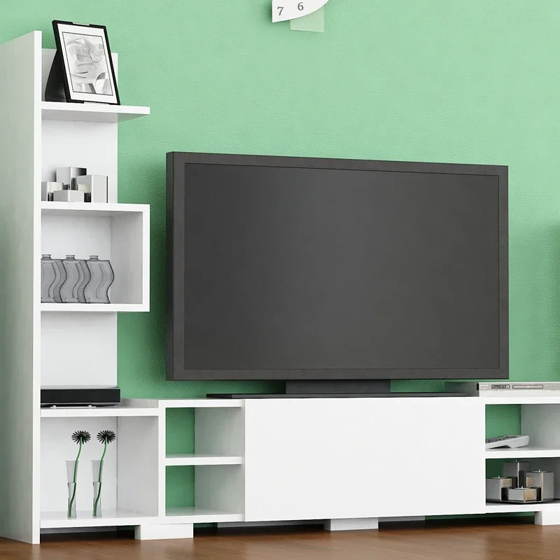 Comoda TV Pera, alba, 160 cm, cu rafturi si spatii de depozitare [0]