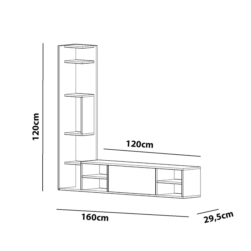 Comoda TV Pera, alba, 160 cm, cu rafturi si spatii de depozitare [4]