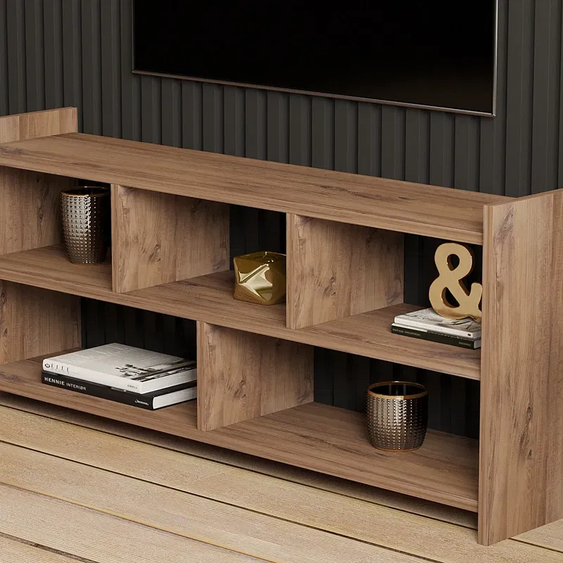 Comoda TV Pera, design modern, stejar atlantic, spatii deschise si inchise, 117 cm [2]