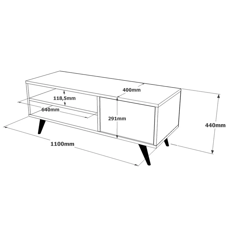 Comoda TV pin atlantic cu picioare din lemn 110x44 cm [1]