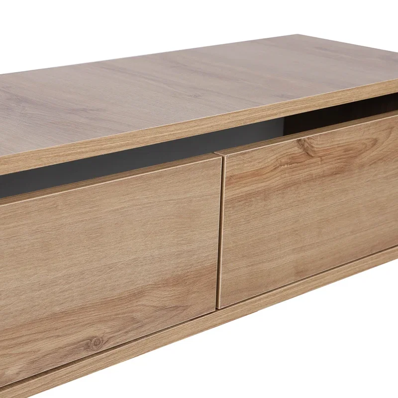 Comoda TV Rust, stejar, 180 cm, rafturi multiple, fixare pe perete [2]