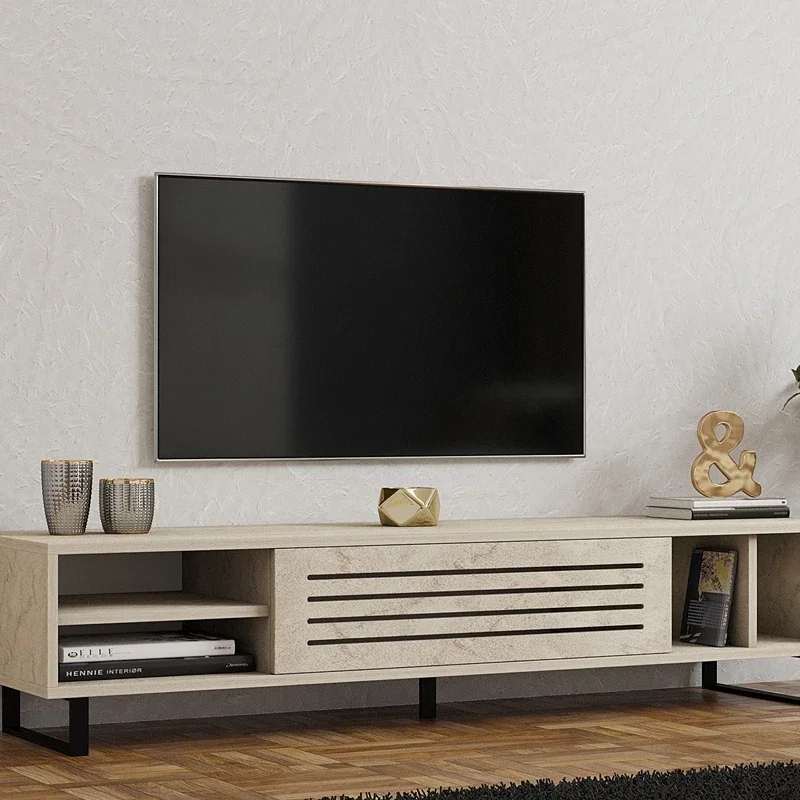 Comoda TV Safir, design modern, finisaj travertin, multiple spatii de depozitare, 160 cm [2]