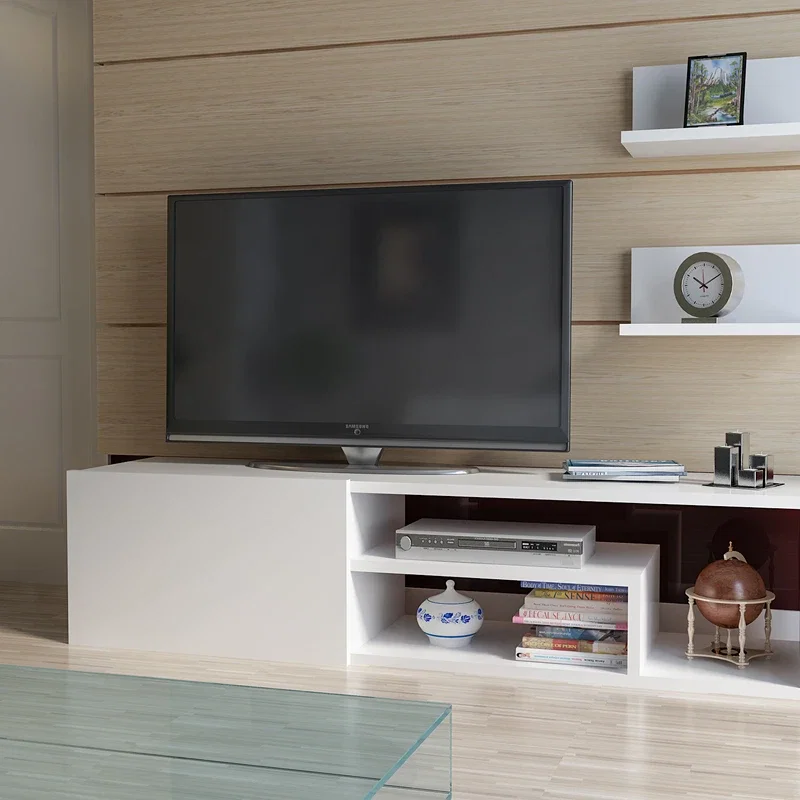 Comoda TV Zeplin, alba, 120 cm, cu rafturi suspendate si spatiu multimedia [2]