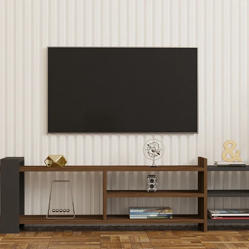 Comoda TV Zeyna, nuc si antracit, rafturi multiple, design modern, 156 cm [1]