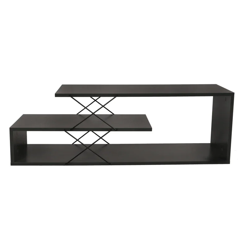 Comoda TV Zigzag antracit, cu rafturi multiple si design modern [4]