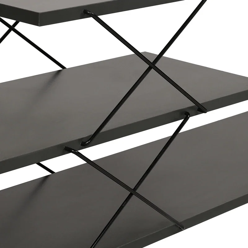 Comoda TV Zigzag antracit, cu rafturi multiple si design modern [10]