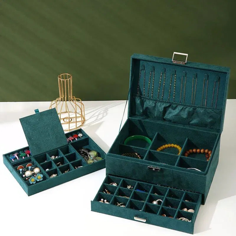 Cutie bijuterii, cu cheita, Verde smarald [1]